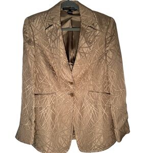Vintage 1990s Linda Allard Ellen Tracy Womens Blazer Suit Jacket in Tan